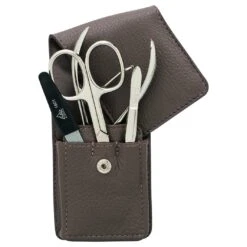 Manicure Snap Button Case Range "Siena", Taupe, 4 Pcs.